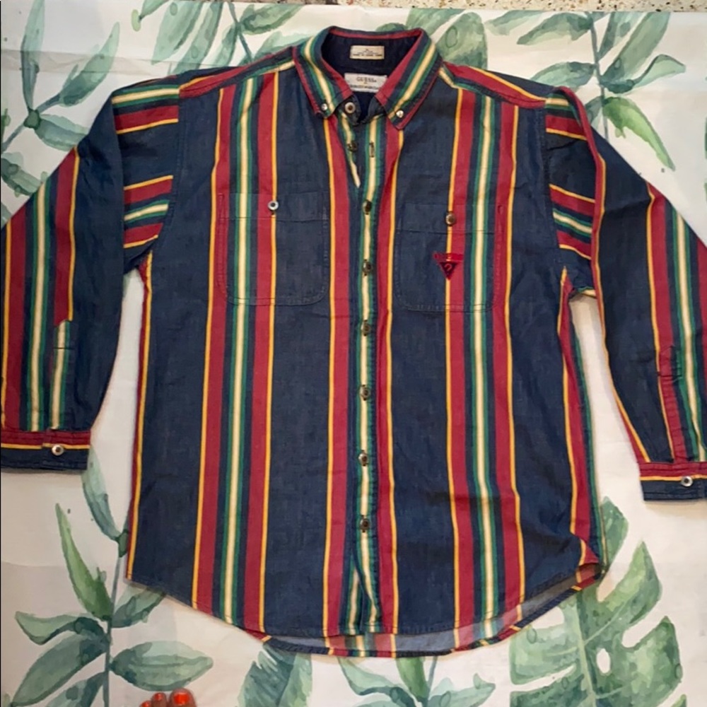 Vintage! GUESS by Georges Marciano: Striped multi color Button Down Top